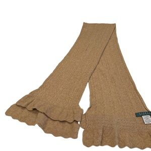 Lauren Ralph Lauren Women’s Scarf Cable Knit Ruffled Edge Wool/ Cashmere